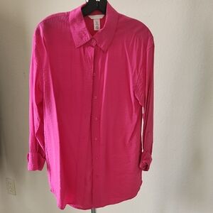 H&M Pink Long Sleeve Button-Up Blouse